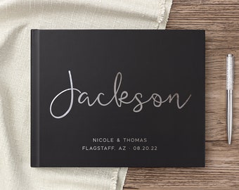 Wedding Guest Book Wedding Guestbook Wedding Gift Idea Wedding Sign in Book, Landscape Photo Album Black Silver Foil Colors Available