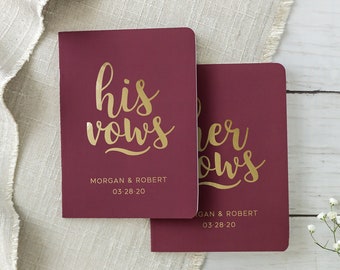 Libros de votos de boda, libros de votos de novios, folletos de votos suyos y suyos, conjunto de 2 diarios de votos de boda, regalo de boda de recuerdo personalizado