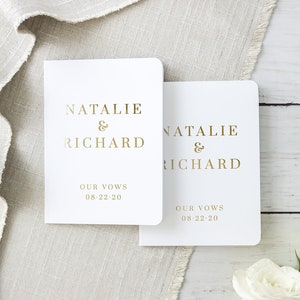 Set of 2 Wedding Vow Books, Personalized His and Her Vow Books Set, Bride Groom Vow Booklets, Gold Foil Vow Book