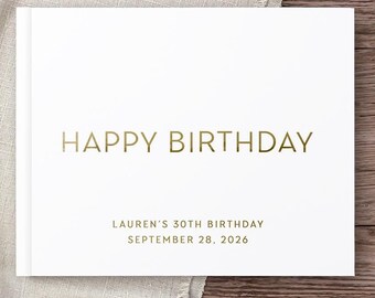 Birthday Guest Book, Minimalist Birthday Book, Personalized Hardcover Photo Booth Album, Custom Back Message, 30th Birthday, Any Age