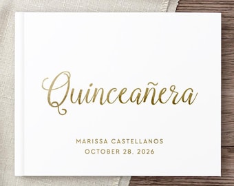 Quinceanera Guest Book, Custom Guestbook, Mis Quince Party Book, 15th Birthday Coming of Age Gift, Color Choices