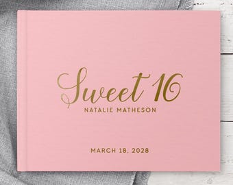 Birthday Guest Book Photo Album for Sweet Sixteen Party, Custom Sweet 16 Photo Booth Album and Well Wishes Book