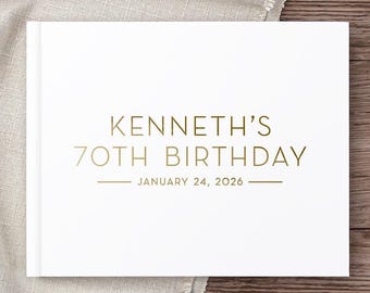 Birthday Party Guest Book, Personalized 70th Birthday Gift, Photo Book, Birthday Photo Album, 40th 50th 60th Birthday, Mom Dad Birthday