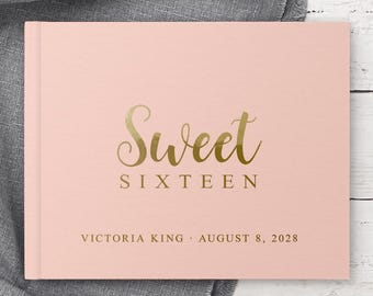 Sweet 16 Guest Book Custom Sweet Sixteen Birthday Party Guest Book, Personalized Photo Booth Photo Album Book