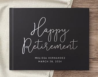 Libro de invitados de fiesta de jubilación feliz, regalo de jubilación para dejar la fiesta, álbum de jubilación, libro de buenos deseos para él para ella