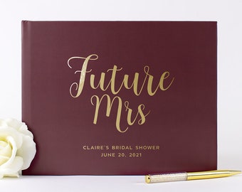 Bridal Shower Guest Book, Future Mrs Guestbook Ideas for Future Bride Advice or Letters to Bride Personalized Album Colors Available