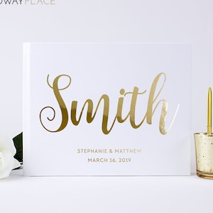 Wedding Guest Book Landscape Wedding Book with Real Gold Foil, Wedding Guestbook Hardcover Personalized, Wedding Sign In, Photo Album
