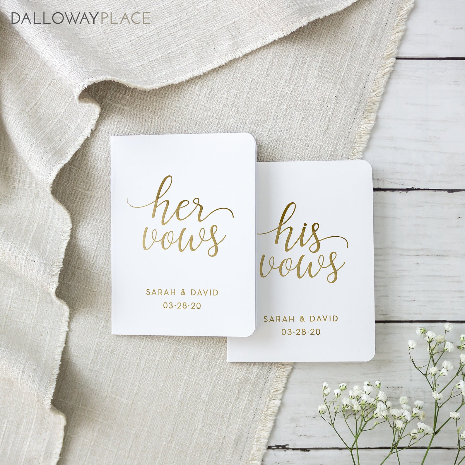 Personalized Vow Book Wedding Vow Books Set His Her Foil Vow Etsy