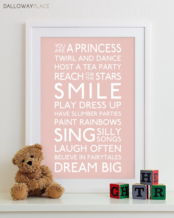 Baby Girl Nursery Art Print typography poster nursery prints