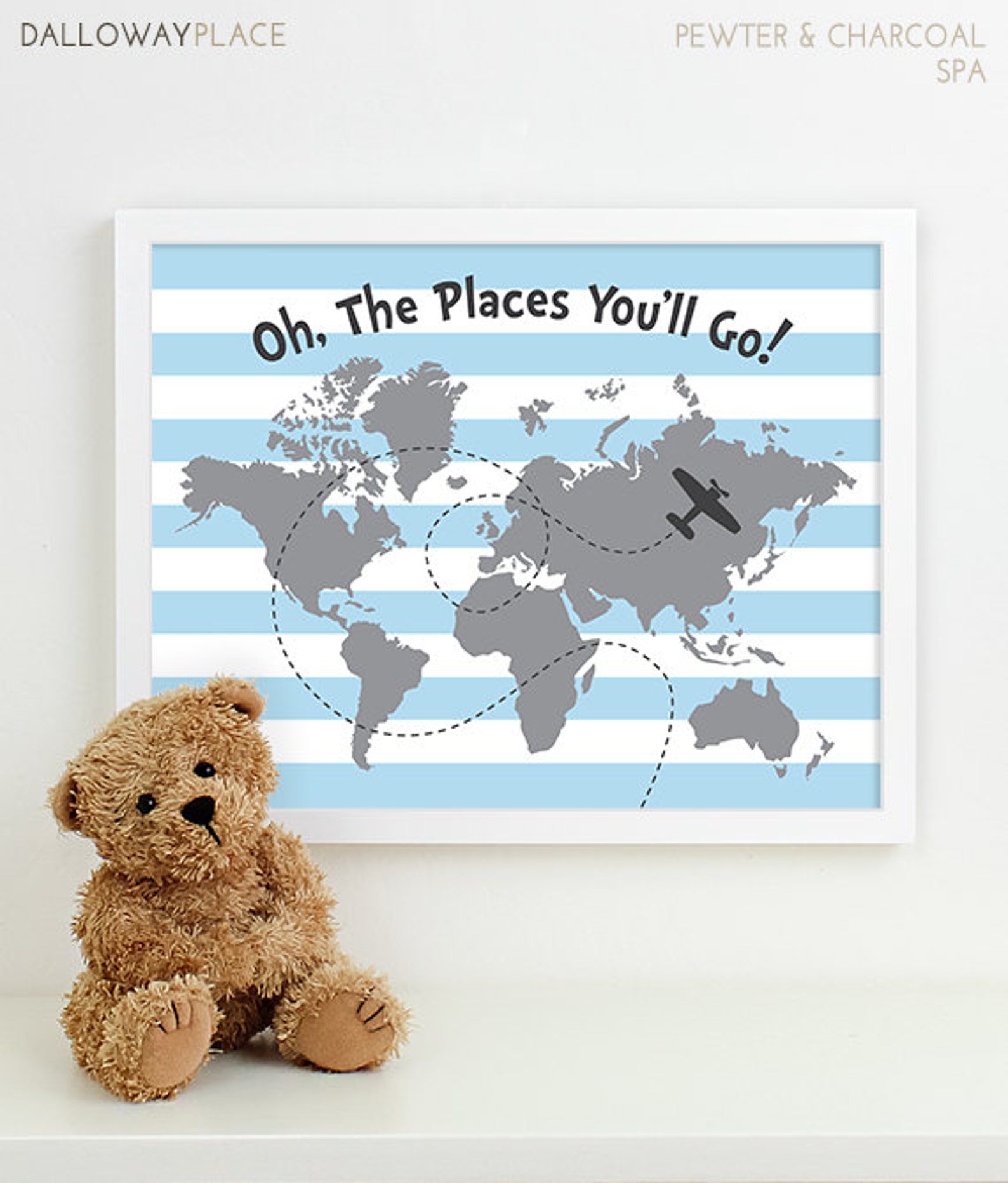 Nursery map art travel theme nursery artwork baby room Etsy