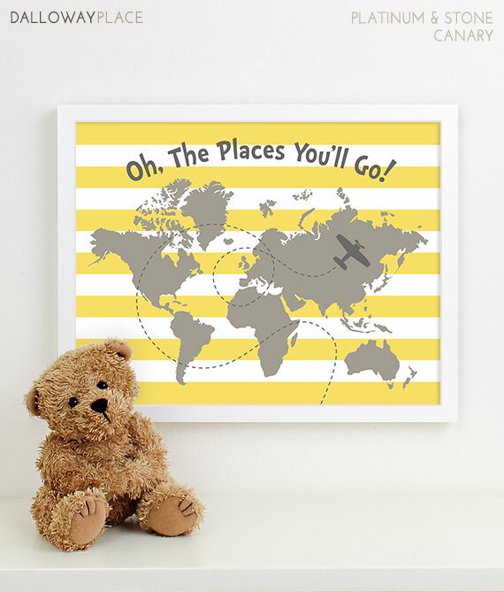 Nursery map art travel theme nursery artwork baby room Etsy