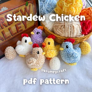 Schema PDF per realizzare un pollo all'uncinetto ispirato a Stardew Valley