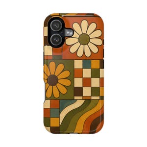 Retro Daisy Patchwork Phone Case | Magnetic Impact-Resistant Case