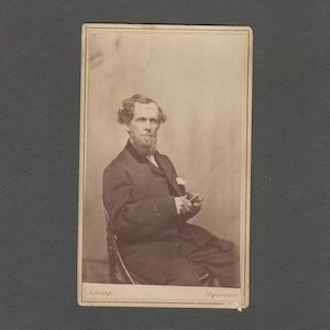 Early CDV of a Man Whittling a Block of Wood ~ Tax Stamp