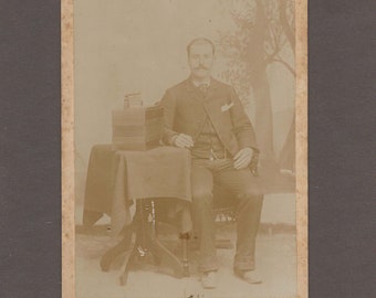 Cabinet Card of a Man with an Unusual Accordion