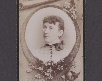Composite Cabinet Card of a Woman Framed by Flowers and a Song