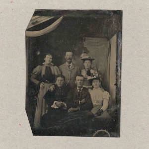 Group Tintype of Six Well-Dressed Men and Women