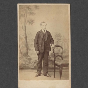 CDV of an Odd-Looking Man ~ Beautiful Painted Backdrop