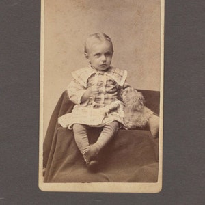 CDV of a Well-Dressed Child and Her Fuzzy Stuffed Animal