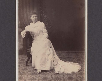 Cabinet Card of a Beautifully Dressed Woman ~ Gown with a Train