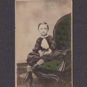 Heavily Tinted CDV of a Little Boy in Plaid
