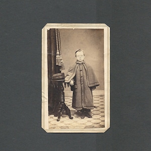 Early CDV of a Boy in a Thick Coat with Cape