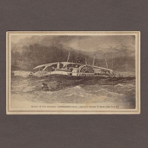 Engraved CDV of the Wreck of the Steamer Commodore