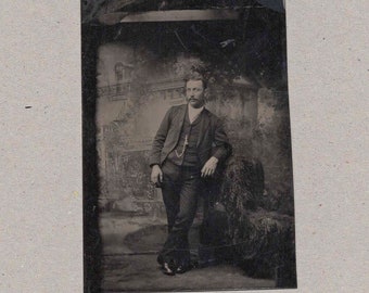 Tintype of a Well-Dressed Gent ~ Amazing Backdrop