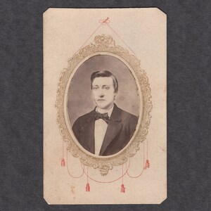 Early CDV of a Young Man in a Frame ~ Two Tax Stamps
