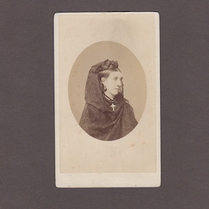 Italian CDV of a Woman with a Lace Mantilla and a Large Cross