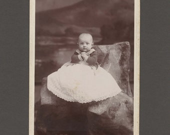 Cabinet Card of a Darling Baby with Its Hands Clasped ~ Nice Background