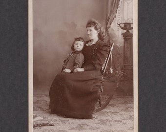 Sweetly Posed Cabinet Card of a Mom and Her Son