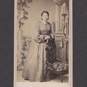 Early Goebel Tinted CDV of a Woman ~ Nice Backdrop ~ Tax Stamps