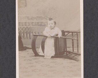 Cabinet Card of a Small Child Standing in an Overturned Chair ~ Hidden Mother