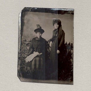 Tintype of Two Well-Dressed Sisters ~ Twins
