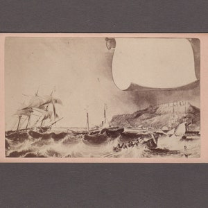 Engraved CDV of a Shipwreck and Survivors
