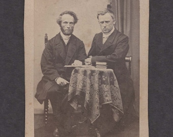 CDV of Two Serious Looking Men Working at a Table