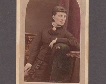 Beautifully Tinted CDV of a Well-Dressed Woman