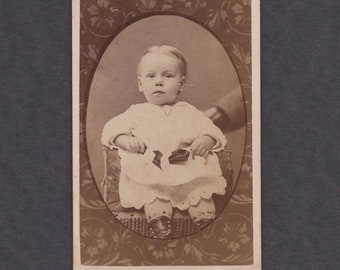 CDV of a Child with a Floral Surround ~ Hidden Mother