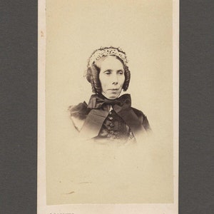 Early Portrait CDV of an Older Woman ~ Interesting Hairdo and Bonnet