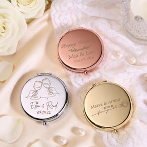 Custom Engraved Mirror With Name Pattern Compact Pocket Wedding Favor Mirror Personalized Thank you gifts Bridesmaid Women Girls