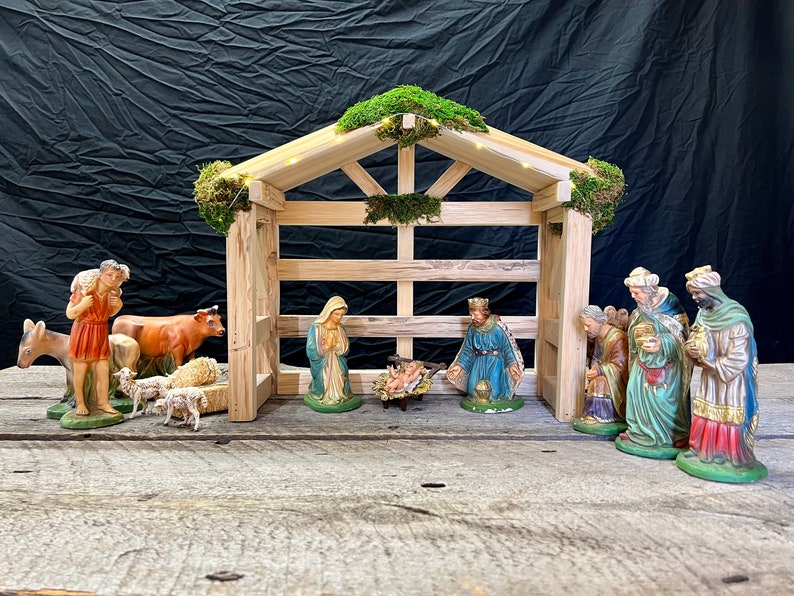 Nativity Creche Nativity Stable Manger Barn Nativity Set Etsy