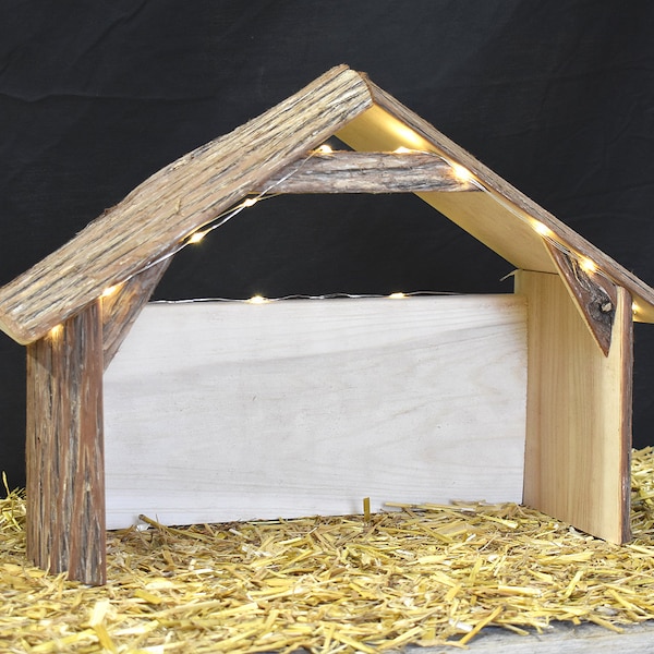 Nativity Stable, Nativity Creche, Nativity Barn, Creche Stable, Nativity Barn, Cedar Wood Nativity Scene, Nativity Set With Manger, Nativity