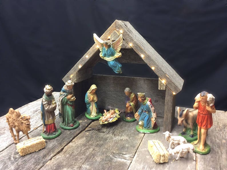 Nativity Stable Nativity Creche Reclaimed Barnwood Manger Etsy
