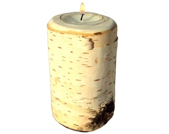 Birch Pillar Candle, Birch Candle, Birch Wood Candle, Birch Bark Candle