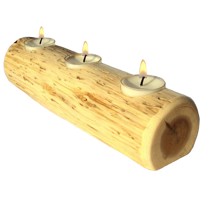 Cedar Log Candle Log Candles Rustic Centerpiece Log Candle Etsy