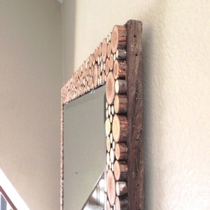 WOOD SLICE MIRROR, Rustic Mirror, Mirror, Beveled Mirror, Cabin Mirror, Rustic Home Decor Mirror, Vanity Mirror, Log Mirror