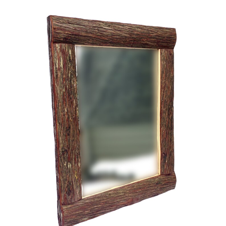 LOG MIRROR Rustic Mirror Bark Mirror Cabin Mirror Woodland Etsy