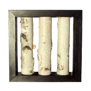Déco murale en rondins de bouleau teinté ébène : décoration rustique pour la maison (16,5 x 16,5 po.)