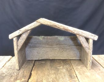 Barn Wood Nativity Stable, Wooden Manger, Creche, Set, Nativity Stable Only With Light, Compatible with Willow Tree Nativity Scene Display